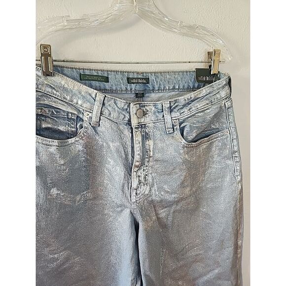 Wild Fable Women's High Rise Wide Silver Metallic Relaxed Baggy Jeans Size 10 - Picture 2 of 5